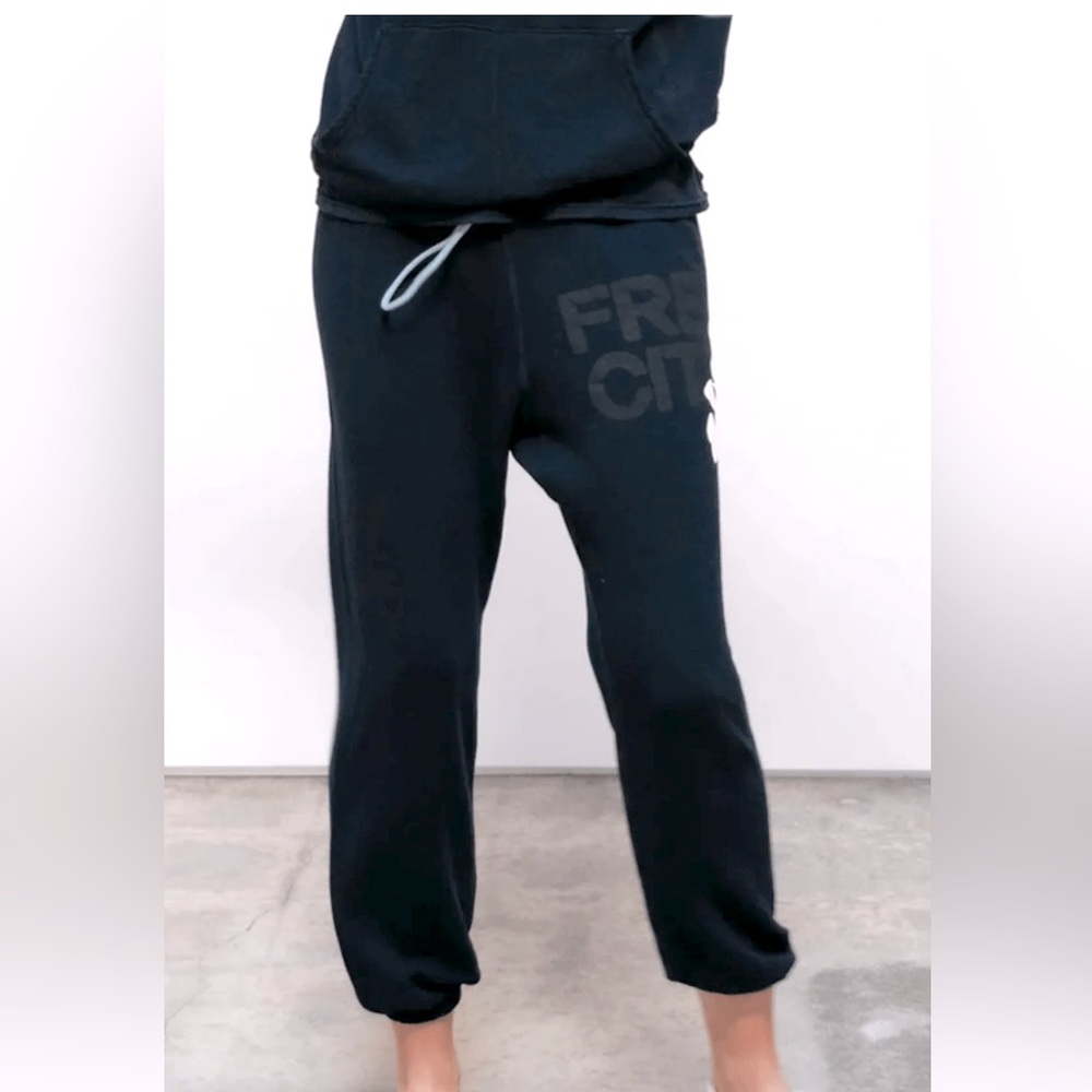 freecity Black Track Joggers with Subtle Logo